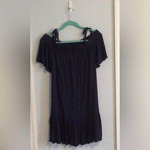Navy blue off the shoulder loose fit dress